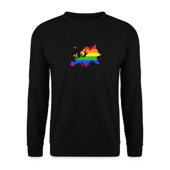 Europa Regenbogenflagge für stolze LGTBQ-Europäer - Unisex Pullover - Schwarz - Vorne - Alina (178cm) & Michal (187cm)