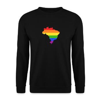 Brasilien Regenbogenflagge für LGTBQ-Brasilianer - Unisex Pullover - Schwarz - Vorne - Alina (178cm) & Michal (187cm)