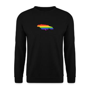 Jamaika Regenbogenflagge für LGTBQ-Jamaikaner - Unisex Pullover - Schwarz - Vorne - Alina (178cm) & Michal (187cm)