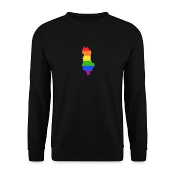 Albanien Regenbogenflagge für stolze LGTBQ-Albaner - Unisex Pullover - Schwarz - Vorne - Alina (178cm) & Michal (187cm)