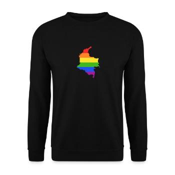 Kolumbien Regenbogenflagge für LGTBQ-Kolumbianer - Unisex Pullover - Schwarz - Vorne - Alina (178cm) & Michal (187cm)