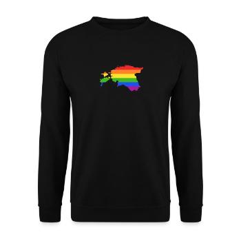 Estland Regenbogenflagge für stolze LGTBQ-Esten - Unisex Pullover - Schwarz - Vorne - Alina (178cm) & Michal (187cm)