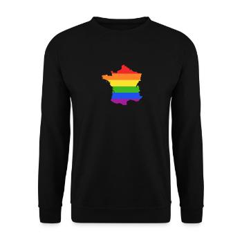 Frankreich Regenbogenflagge für LGTBQ-Franzosen - Unisex Pullover - Schwarz - Vorne - Alina (178cm) & Michal (187cm)