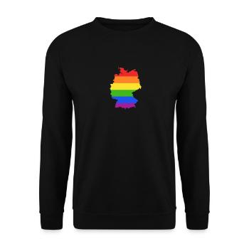 Deutschland Regenbogenflagge für LGTBQ-Deutsche - Unisex Pullover - Schwarz - Vorne - Alina (178cm) & Michal (187cm)