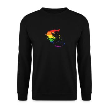 Griechenland Regenbogenflagge für LGTBQ-Griechen - Unisex Pullover - Schwarz - Vorne - Alina (178cm) & Michal (187cm)