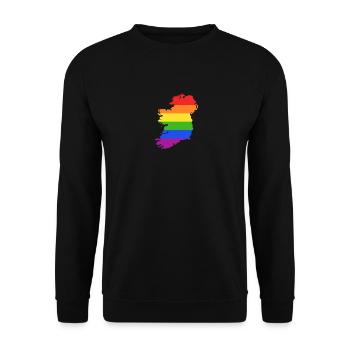 Irland Regenbogenflagge für stolze LGTBQ-Iren - Unisex Pullover - Schwarz - Vorne - Alina (178cm) & Michal (187cm)