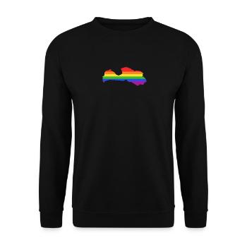 Lettland Regenbogenflagge für stolze LGTBQ Letten - Unisex Pullover - Schwarz - Vorne - Alina (178cm) & Michal (187cm)