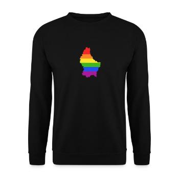 Luxemburgische Regenbogen für LGTBQ-Luxemburger - Unisex Pullover - Schwarz - Vorne - Alina (178cm) & Michal (187cm)