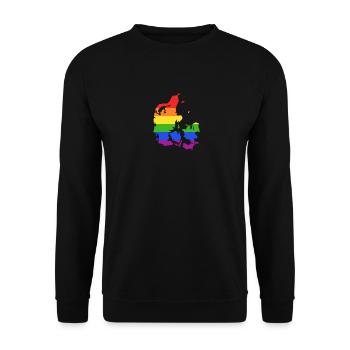 Dänemark Regenbogenflagge für stolze LGTBQ-Dänen - Unisex Pullover - Schwarz - Vorne - Alina (178cm) & Michal (187cm)