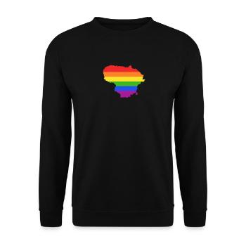 Litauen Regenbogenflagge für stolze LGTBQ Litauer - Unisex Pullover - Schwarz - Vorne - Alina (178cm) & Michal (187cm)