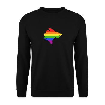 Montenegro Regenbogenflagge für LGTB Montenegriner - Unisex Pullover - Schwarz - Vorne - Alina (178cm) & Michal (187cm)