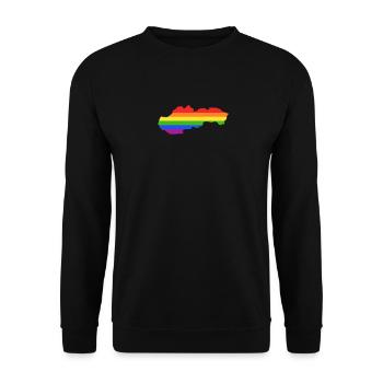 Slowakei Regenbogenflagge für stolze LGTB-Slowaken - Unisex Pullover - Schwarz - Vorne - Alina (178cm) & Michal (187cm)