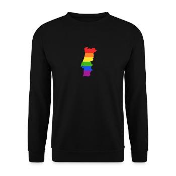 Portugal Regenbogenflagge für LGTBQ-Portugiesen - Unisex Pullover - Schwarz - Vorne - Alina (178cm) & Michal (187cm)