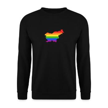 Slowenien Regenbogenflagge für LGTBQ-Slowenen - Unisex Pullover - Schwarz - Vorne - Alina (178cm) & Michal (187cm)