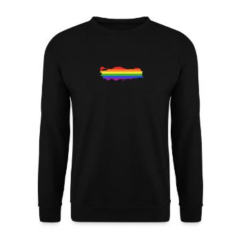 Türkei Regenbogenflagge für stolze LGTBQ Türken - Unisex Pullover - Schwarz - Vorne - Alina (178cm) & Michal (187cm)