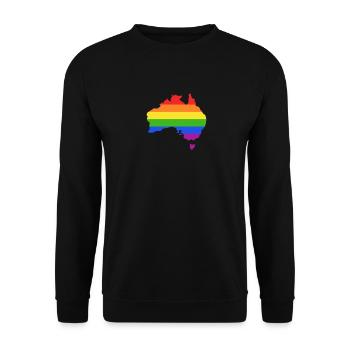 Australien Regenbogenflagge für LGTBQ-Australier - Unisex Pullover - Schwarz - Vorne - Alina (178cm) & Michal (187cm)