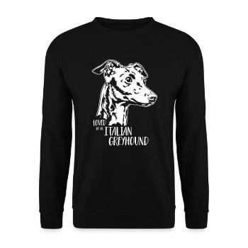 Aimé par un chien GREYHOUND italien disant Wilsigns - Sweat-shirt Unisexe - noir - Devant - Alina (178cm) & Michal (187cm)