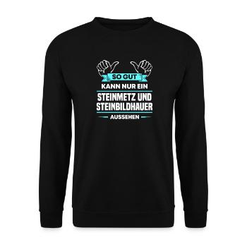 Steinmetz Steinbildhauer Design für Handwerker - Unisex Pullover - Schwarz - Vorne - Alina (178cm) & Michal (187cm)