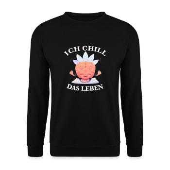 Ich chill das Leben Yoga Gehirn Meditation - Unisex Pullover - Schwarz - Vorne - Alina (178cm) & Michal (187cm)
