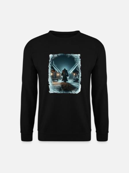 Väterchen Frost spaziert durch das eisige Dorf - Unisex Pullover - Schwarz