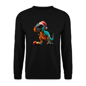 Xmas Trex Dino Weihnachten T-Rex - Unisex Pullover - Schwarz - Vorne - Alina (178cm) & Michal (187cm)
