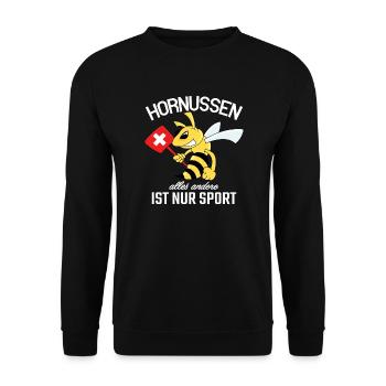 Hornussen alles andere ist nur Sport - Unisex Pullover - Schwarz - Vorne - Alina (178cm) & Michal (187cm)
