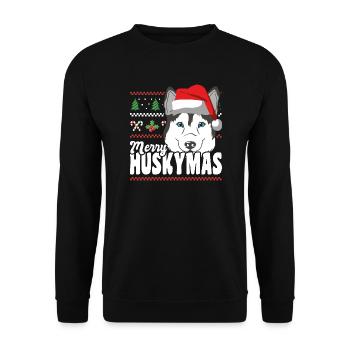 Joyeux Huskymas Sibérien Husky Noël - Sweat-shirt Unisexe - noir - Devant - Alina (178cm) & Michal (187cm)