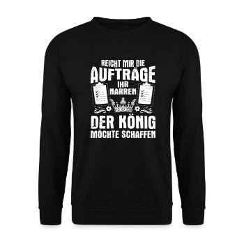 Maschinenführer/Anlagenführer/König/Geschenk - Unisex Pullover - Schwarz - Vorne - Alina (178cm) & Michal (187cm)
