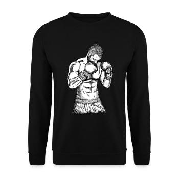 BOXER – Fighter | Black and White Print - Unisex Sweatshirt - black - Front - Alina (178cm) & Michal (187cm)