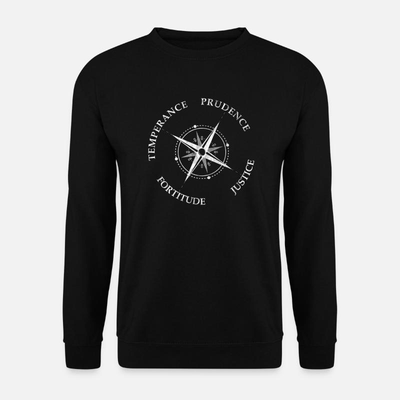Vintage 4 Kardinaltugenden Kompass - Unisex Pullover - Schwarz