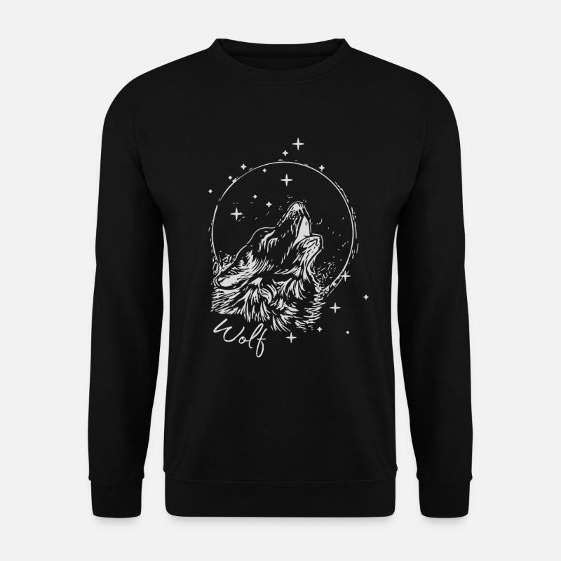 Wolf Mond - Unisex Pullover - Schwarz