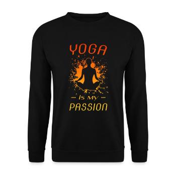 Yoga, Spruch für Yogis - Unisex Pullover - Schwarz - Vorne - Alina (178cm) & Michal (187cm)