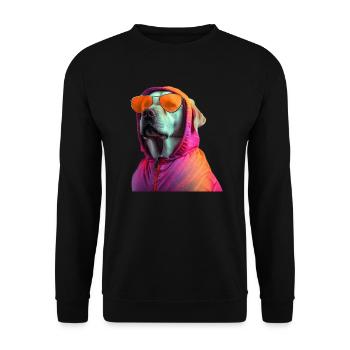 Labrador Hund mit Sonnenbrille - Unisex Pullover - Schwarz - Vorne - Alina (178cm) & Michal (187cm)