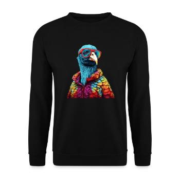 Truthahn mit Sonnenbrille Bunt Coole Vögel Vogel - Unisex Pullover - Schwarz - Vorne - Alina (178cm) & Michal (187cm)