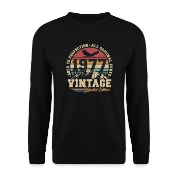 Millésime 1977 Vintage Cadeau d’anniversaire Rétro - Sweat-shirt Unisexe - noir - Devant - Alina (178cm) & Michal (187cm)