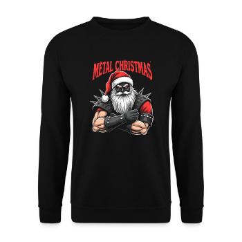 Heavy Metal Santa Claus Weihnachten - Unisex Pullover - Schwarz - Vorne - Alina (178cm) & Michal (187cm)