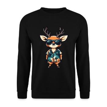 Deer Comic Funny Summer - Unisex Sweatshirt - black - Front - Alina (178cm) & Michal (187cm)