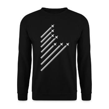 Planes Plane Flugzeug Flugzeuge - Unisex Pullover - Schwarz - Vorne - Alina (178cm) & Michal (187cm)