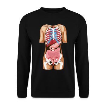 Position organes - Anatomie humain corps humain - Sweat-shirt Unisexe - noir - Devant - Alina (178cm) & Michal (187cm)