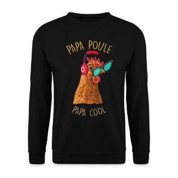 Papa Hühner Cool Geschenk Mann - Unisex Pullover - Schwarz - Vorne - Alina (178cm) & Michal (187cm)