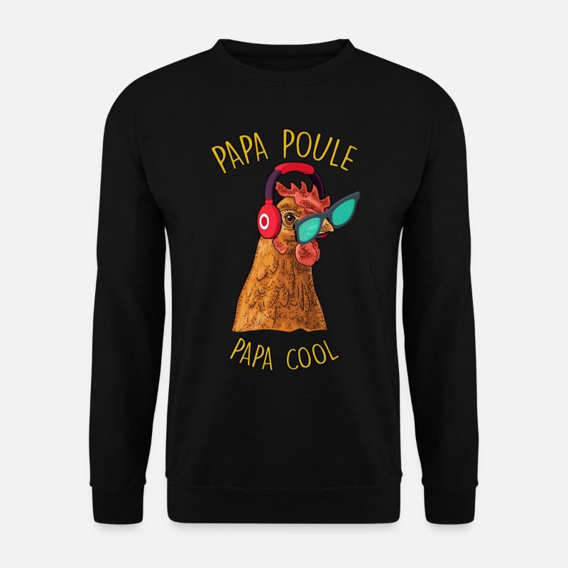 Papa Hühner Cool Geschenk Mann - Unisex Pullover - Schwarz