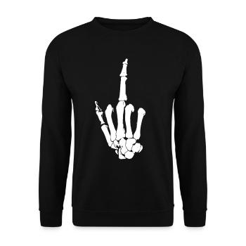 Mittelfinger - Unisex Pullover - Schwarz - Vorne - Alina (178cm) & Michal (187cm)