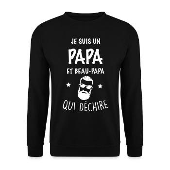 Papa et beau papa qui déchire - Sweat-shirt Unisexe - noir - Devant - Alina (178cm) & Michal (187cm)