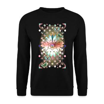Schmetterlinge Blume Ornamente - Unisex Pullover - Schwarz - Vorne - Alina (178cm) & Michal (187cm)