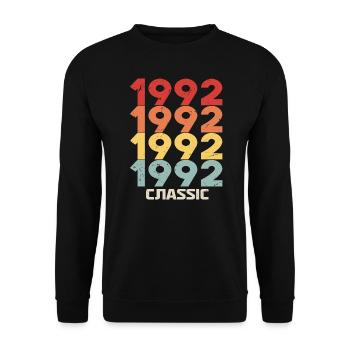 1992 Anniversaire dans le style vintage classique 1992 - Sweat-shirt Unisexe - noir - Devant - Alina (178cm) & Michal (187cm)