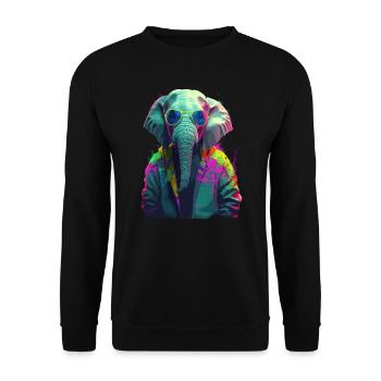 Elephant Africa Asia Animal Baby Elephant Cool - Unisex Sweatshirt - black - Front - Alina (178cm) & Michal (187cm)