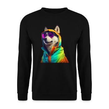 Husky avec lunettes de soleil Coloré Cool Huskies Chien - Sweat-shirt Unisexe - noir - Devant - Alina (178cm) & Michal (187cm)
