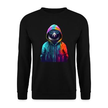 Penguin with Sunglasses Colorful Cool Penguins Bird - Unisex Sweatshirt - black - Front - Alina (178cm) & Michal (187cm)
