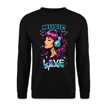 Liebesmusik - Musikfan - Liebesfrequenz - Unisex Pullover - Schwarz - Vorne - Alina (178cm) & Michal (187cm)
