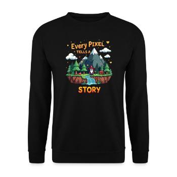 Every Pixel Tells a Story - Retro Gaming - Unisex Sweatshirt - black - Front - Alina (178cm) & Michal (187cm)